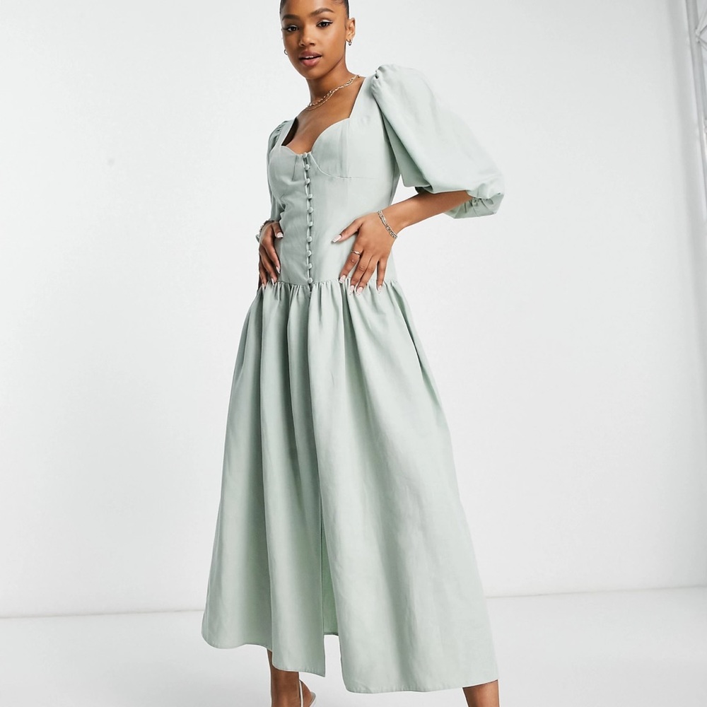 Nobody's Child Harriet linen dress in green